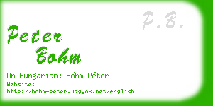 peter bohm business card